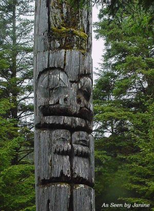 2k-Haida Native Morturary Totem on Skung Gwaii UNESCO World Heritage Site in Gwaii Haanas Queen Charlotte Islands.jpg